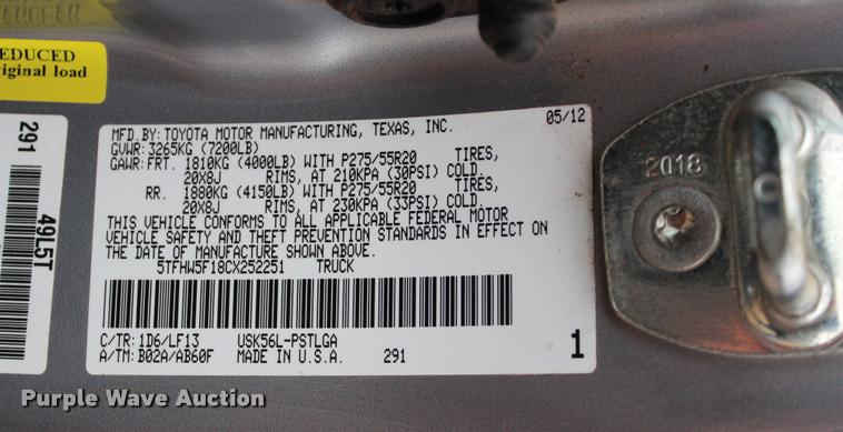 image for item L4957 2012 Toyota Tundra Limited CrewMax pickup truck