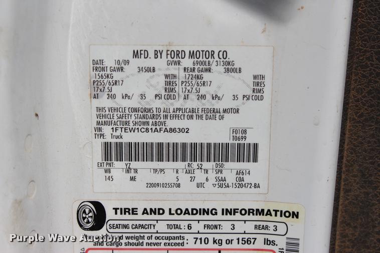 image for item L4979 2010 Ford F150 XLT SuperCrew pickup truck