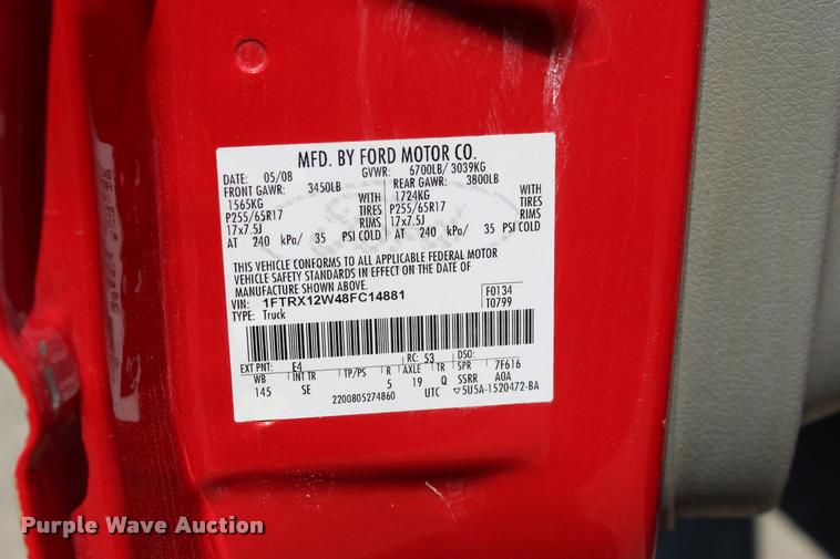 image for item L4984 2008 Ford F150 STX SuperCab pickup truck