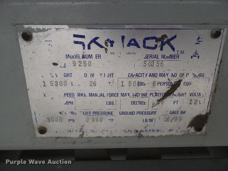 image for item CB9888 1999 Sky Jack 9250 scissor lift