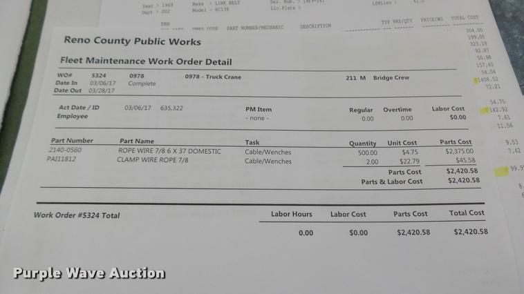 image for item DA0461 1969 Link Belt HC138 crane