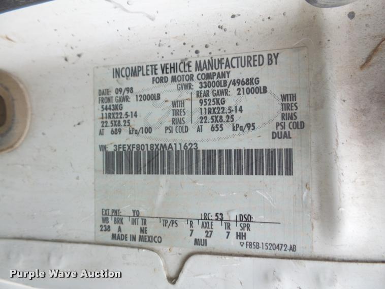 image for item DA8027 1999 Ford F800 dump truck