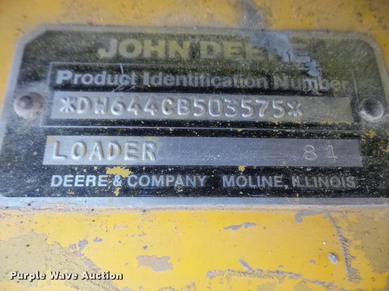 image for item DA8049 1984 John Deere 644C wheel loader