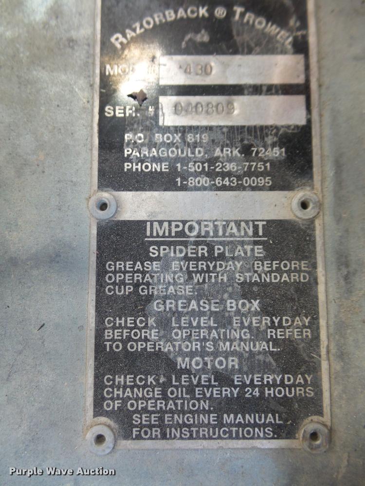 image for item DC9213 Allen Engineering Razor Back 430 power trowel