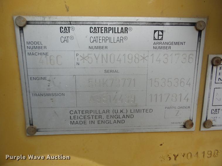 image for item J8651 1998 Caterpillar 416C backhoe