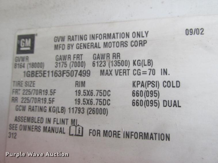 image for item K6158 2003 Chevrolet C5500 flatbed truck