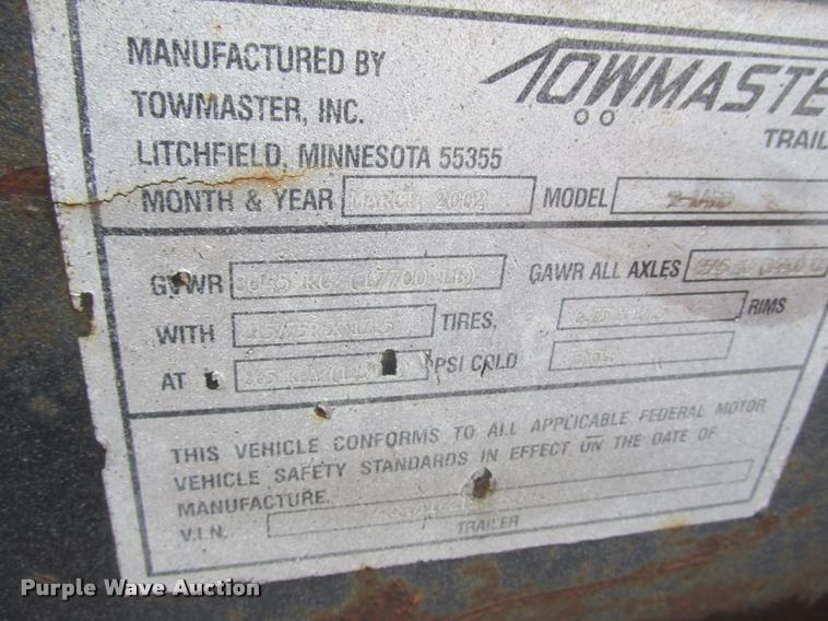 image for item K6161 2002 Towmaster 14DD equipment trailer