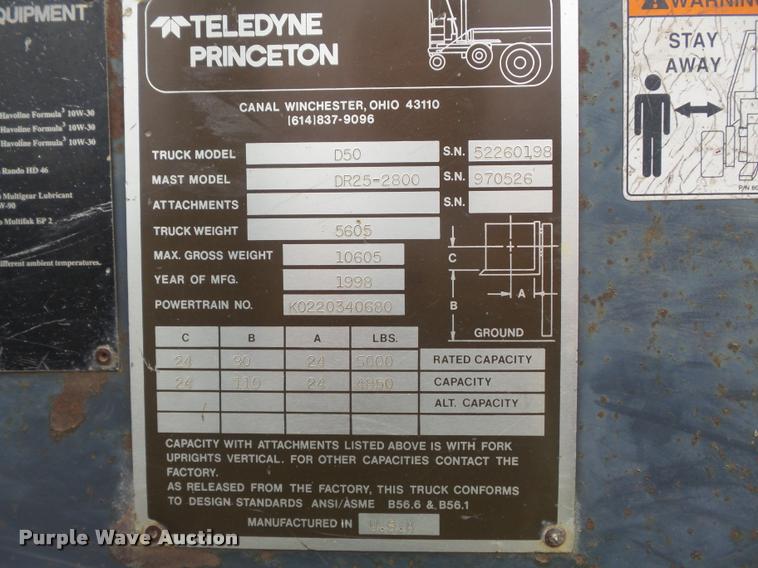 image for item K7684 1998 Teledyne Princeton D50 piggyback forklift