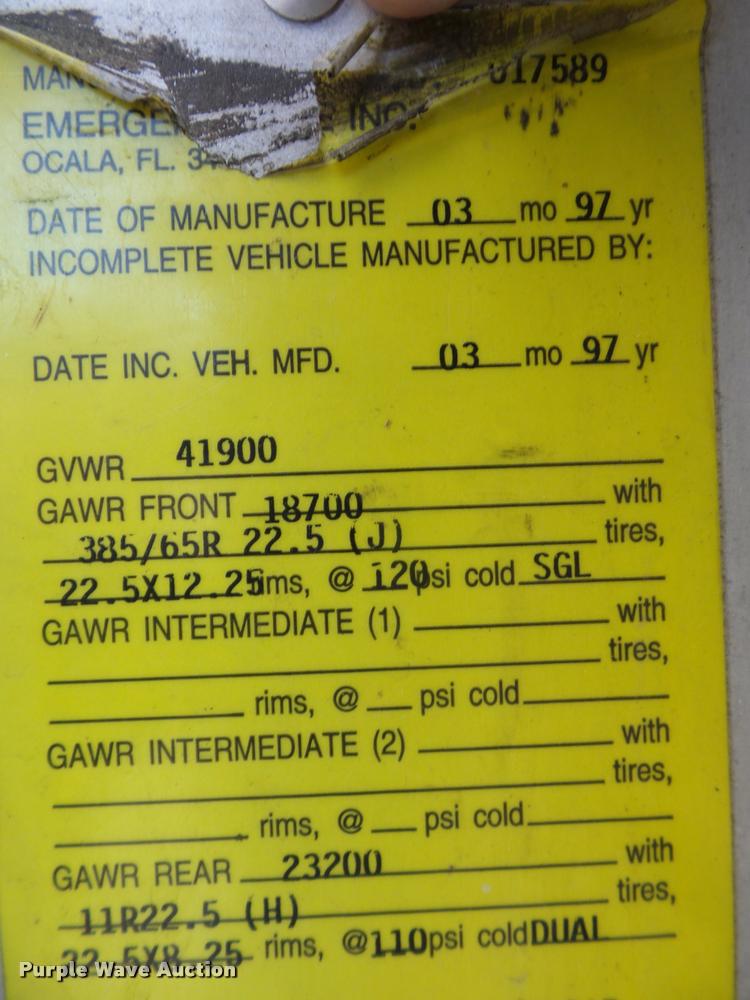 image for item BH9308 1997 Emergency One E-One fire truck