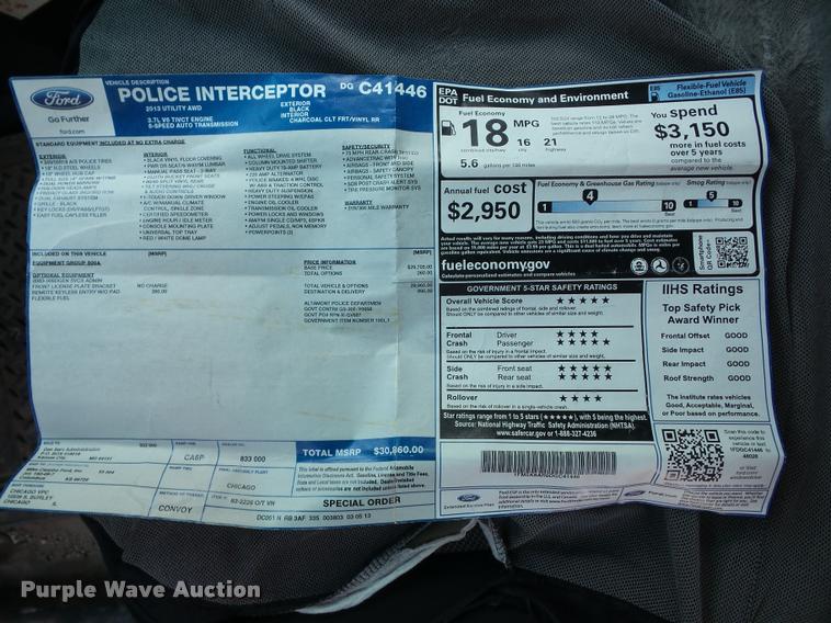 image for item BZ9718 2013 Ford Explorer Police Interceptor Utility SUV