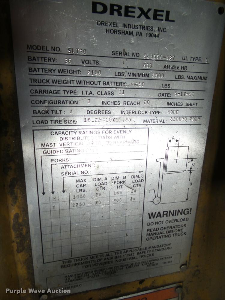 image for item CB9932 1996 Drexel SLT30 forklift