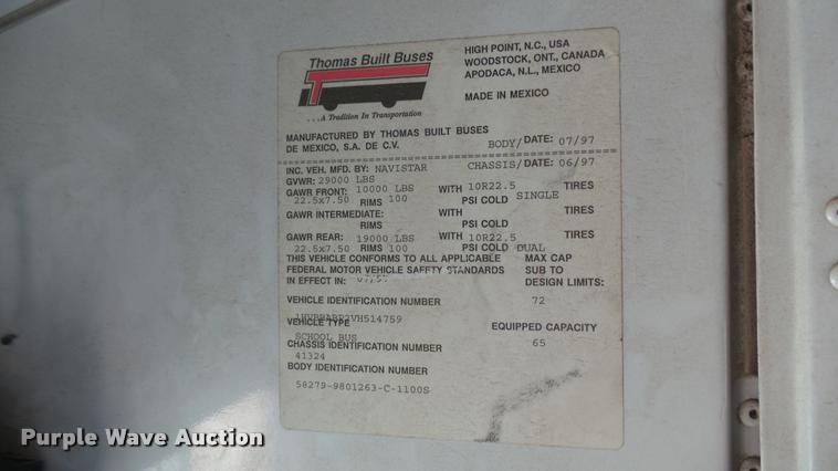 image for item DA0451 1997 International 3800 school bus