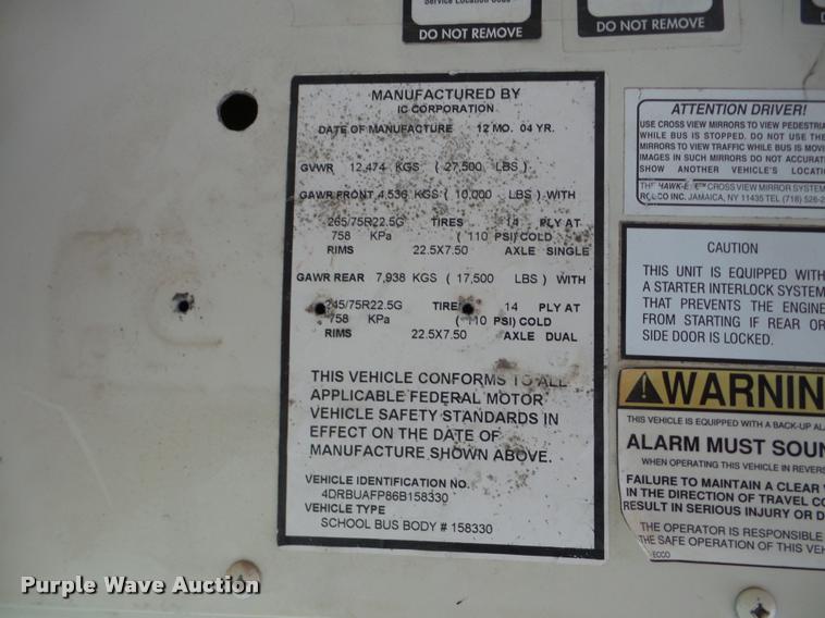 image for item DA1859 2006 International CE school bus