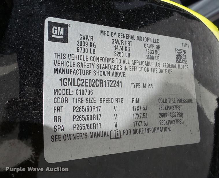 image for item DA1869 2012 Chevrolet Tahoe Police SUV