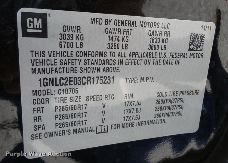 image for item DA1871 2012 Chevrolet Tahoe Police SUV