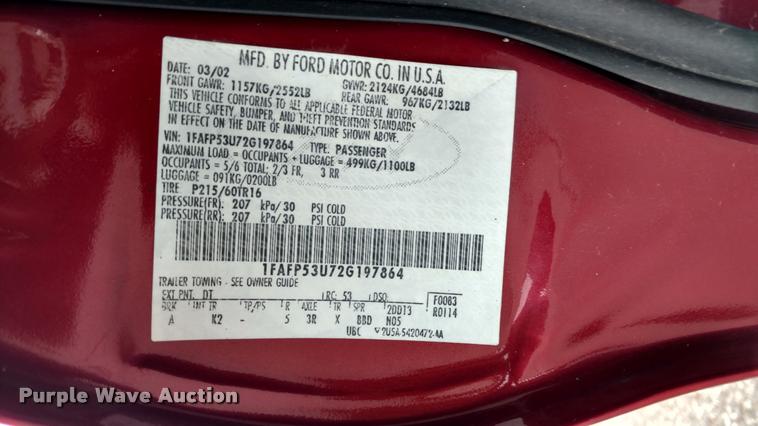 image for item DA5543 2002 Ford Taurus SE
