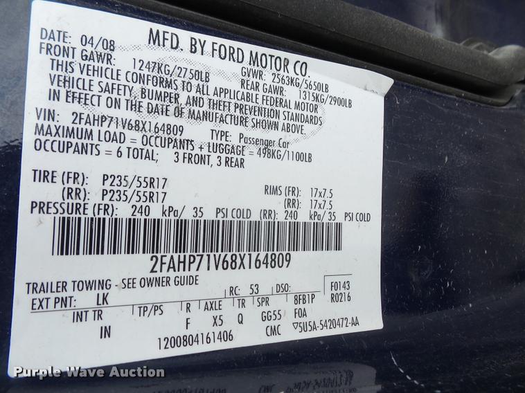 image for item DA8009 2008 Ford Crown Victoria Police Interceptor