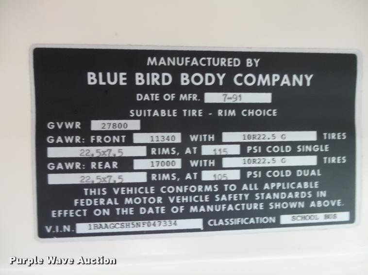 image for item DB1994 1992 Blue Bird TC2000 school bus