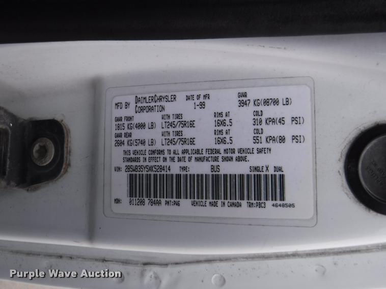 image for item DB3870 1999 Dodge Ram Wagon B3500 Maxi van