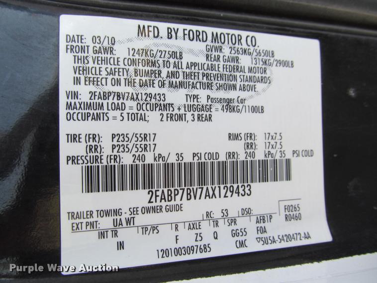 image for item J2606 2010 Ford Crown Victoria Police Interceptor