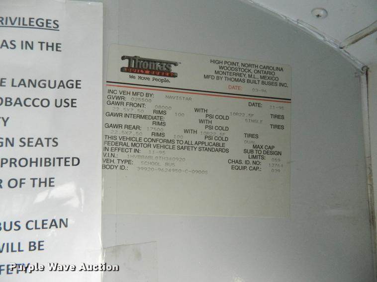 image for item K2588 1996 International 3800 school bus