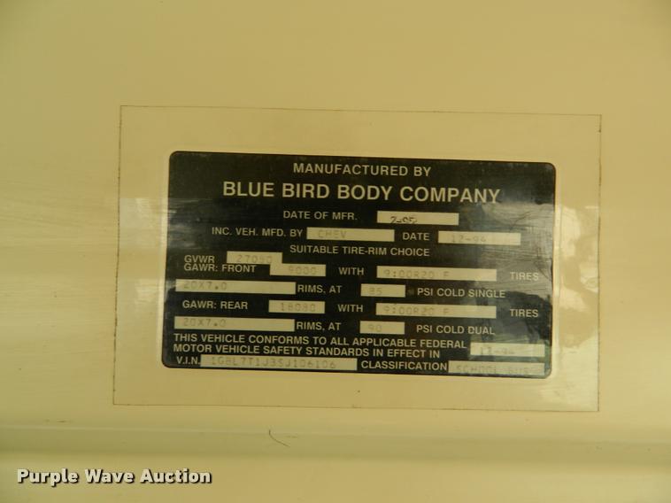 image for item K2589 1995 Chevrolet school bus