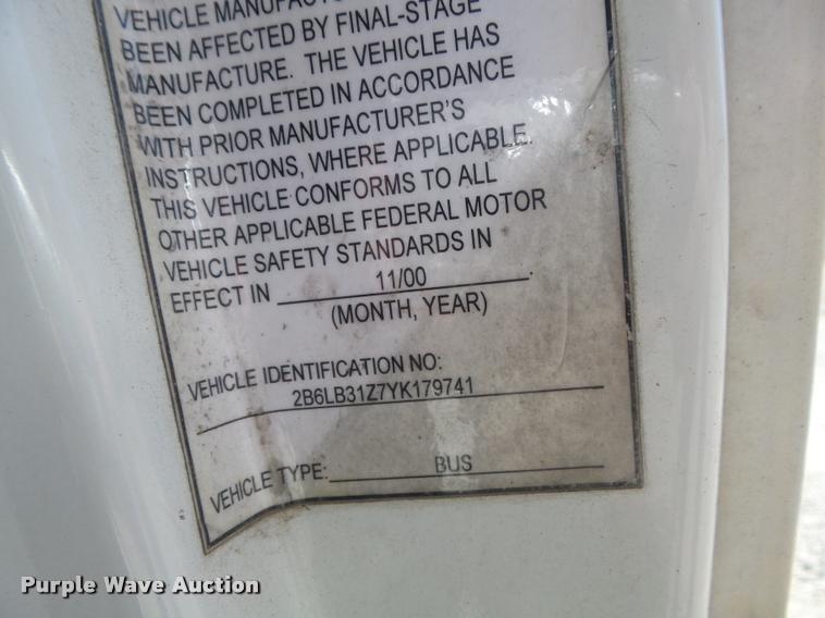 image for item K7677 2000 Dodge Ram Van 3500 handicap accessible van