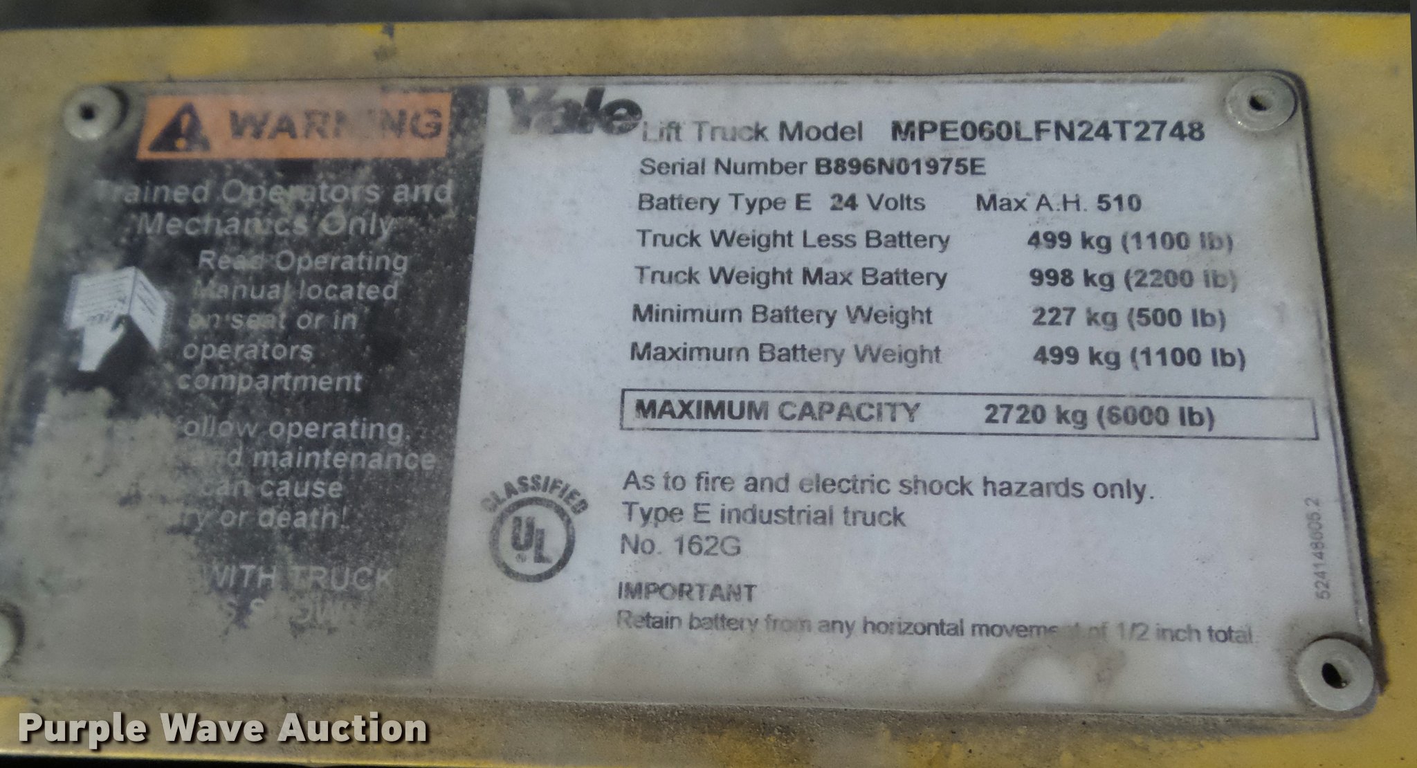 Yale forklift in Des Moines, IA Item CB9926 sold Purple Wave