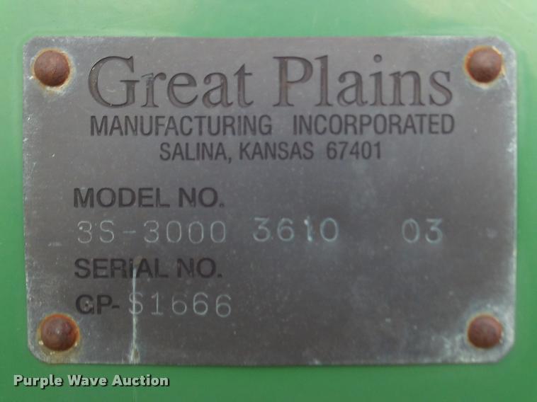 image for item DA6049 2003 Great Plains 3S-3000361003 grain drill