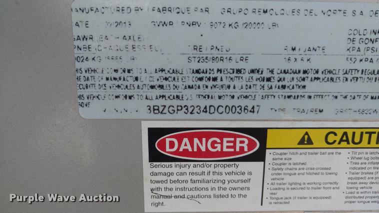 image for item DI9761 2013 Grupo Trailers livestock trailer