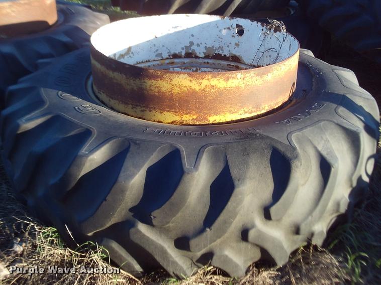 image for item DJ9787 (2) Goodyear 20.8-38 clamp-on dual tires and wheels