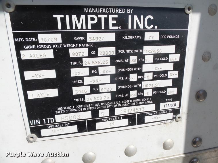 image for item DA0612 2010 Timpte double hopper grain trailer