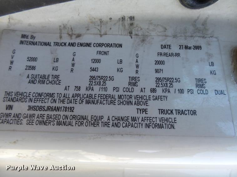 image for item DB2515 2010 International ProStar 6X45 semi truck