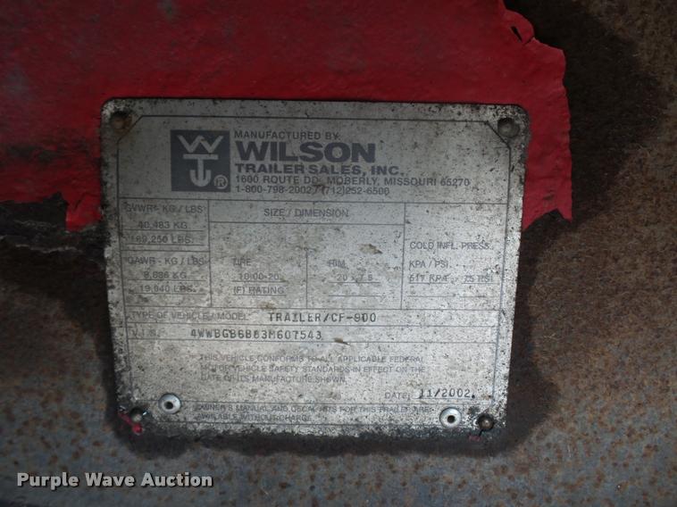 image for item L4663 2003 Wilson CF900 flatbed trailer