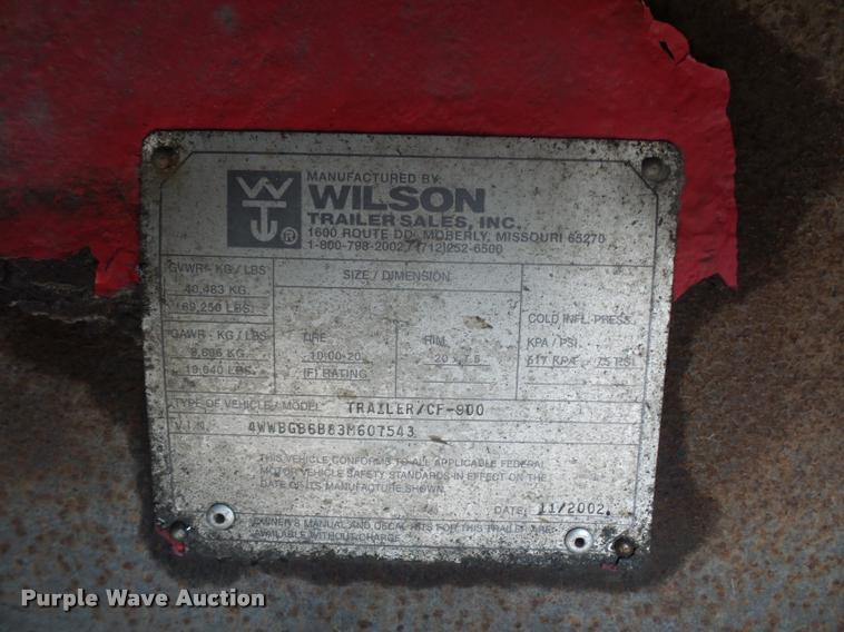 image for item L4663 2003 Wilson CF900 flatbed trailer