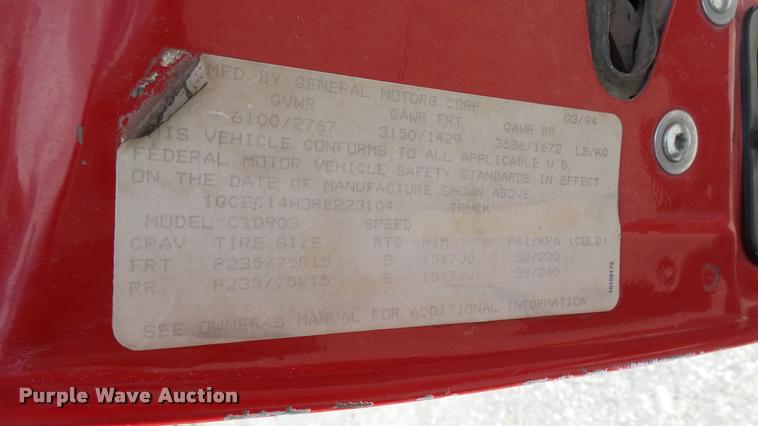 image for item DA0484 1994 Chevrolet 1500 pickup truck