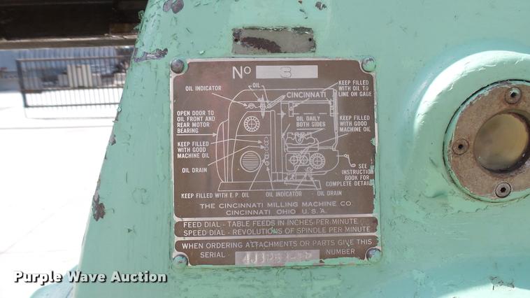 image for item DA0486 Cincinnati No. 3 milling machine