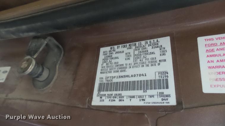 image for item DA0491 1991 Ford F150 pickup truck