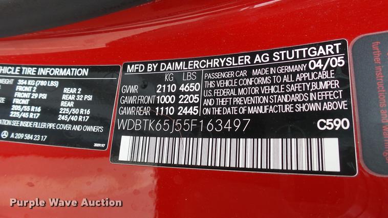 image for item DA7792 2005 Mercedes Benz CLK Class