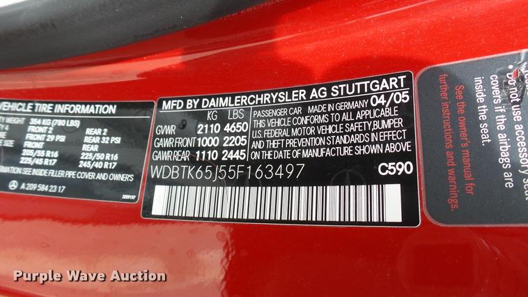 image for item DA7792 2005 Mercedes Benz CLK Class