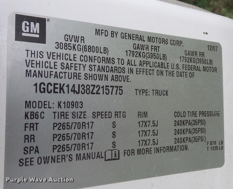 image for item DA8003 2008 Chevrolet Silverado 1500 pickup truck