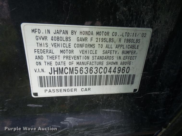 image for item DA8035 2003 Honda Accord LX