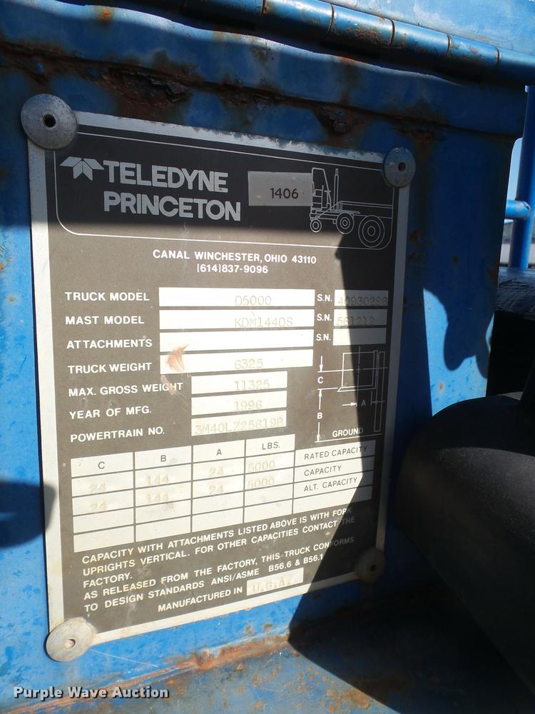 image for item DA8064 1996 Teledyne Princeton D5000 piggyback forklift