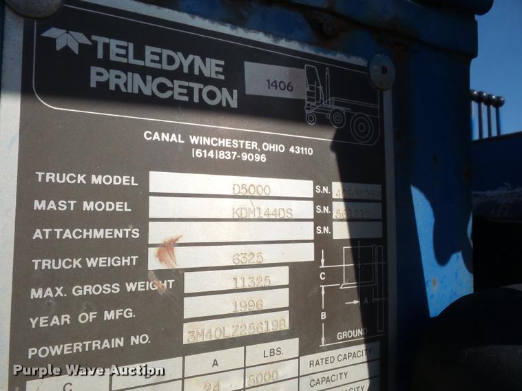 image for item DA8064 1996 Teledyne Princeton D5000 piggyback forklift