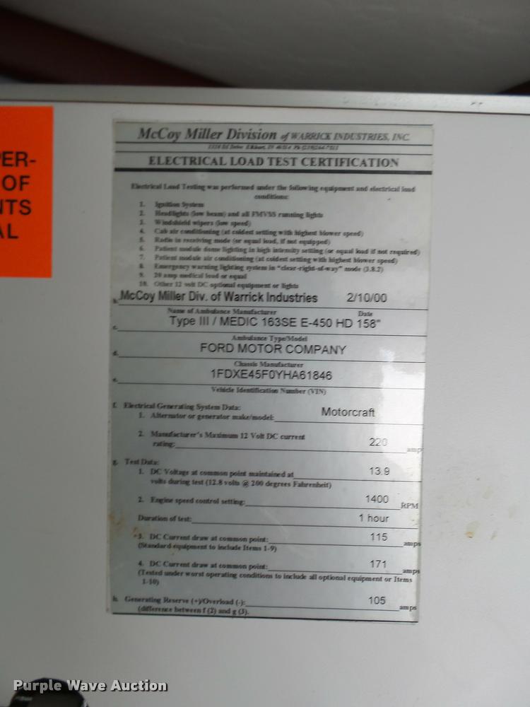 image for item DB2464 2000 Ford Econoline E450 ambulance