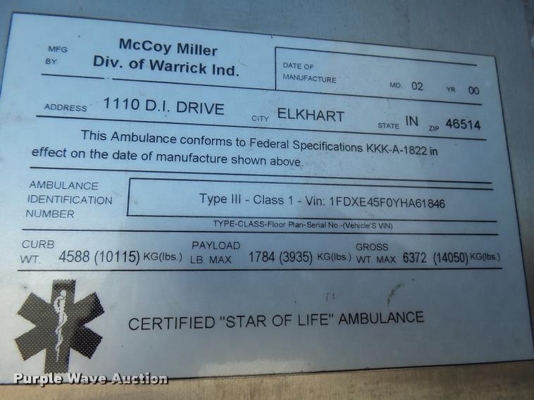 image for item DB2464 2000 Ford Econoline E450 ambulance