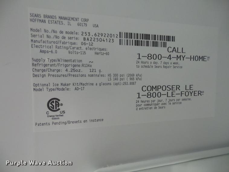 image for item DC9315 Kenmore AD17 refrigerator/freezer