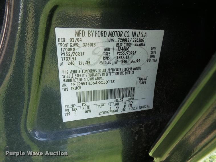 image for item DD9286 2004 Ford F150 SuperCrew pickup truck