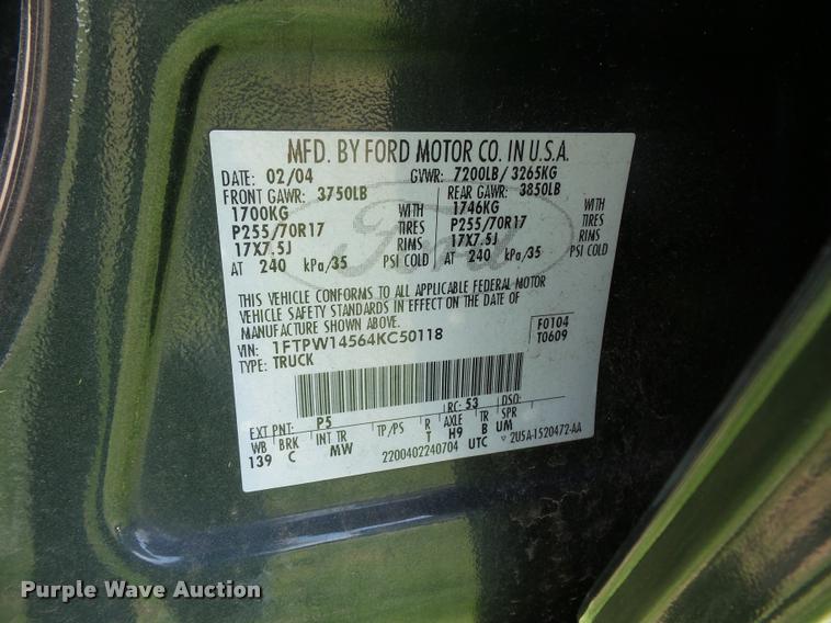 image for item DD9286 2004 Ford F150 SuperCrew pickup truck