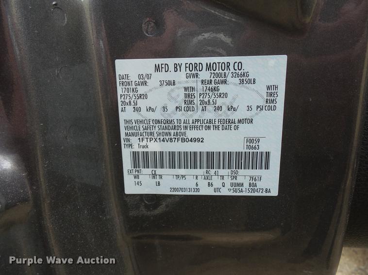 image for item DD9304 2007 Ford F150 SuperCab pickup truck